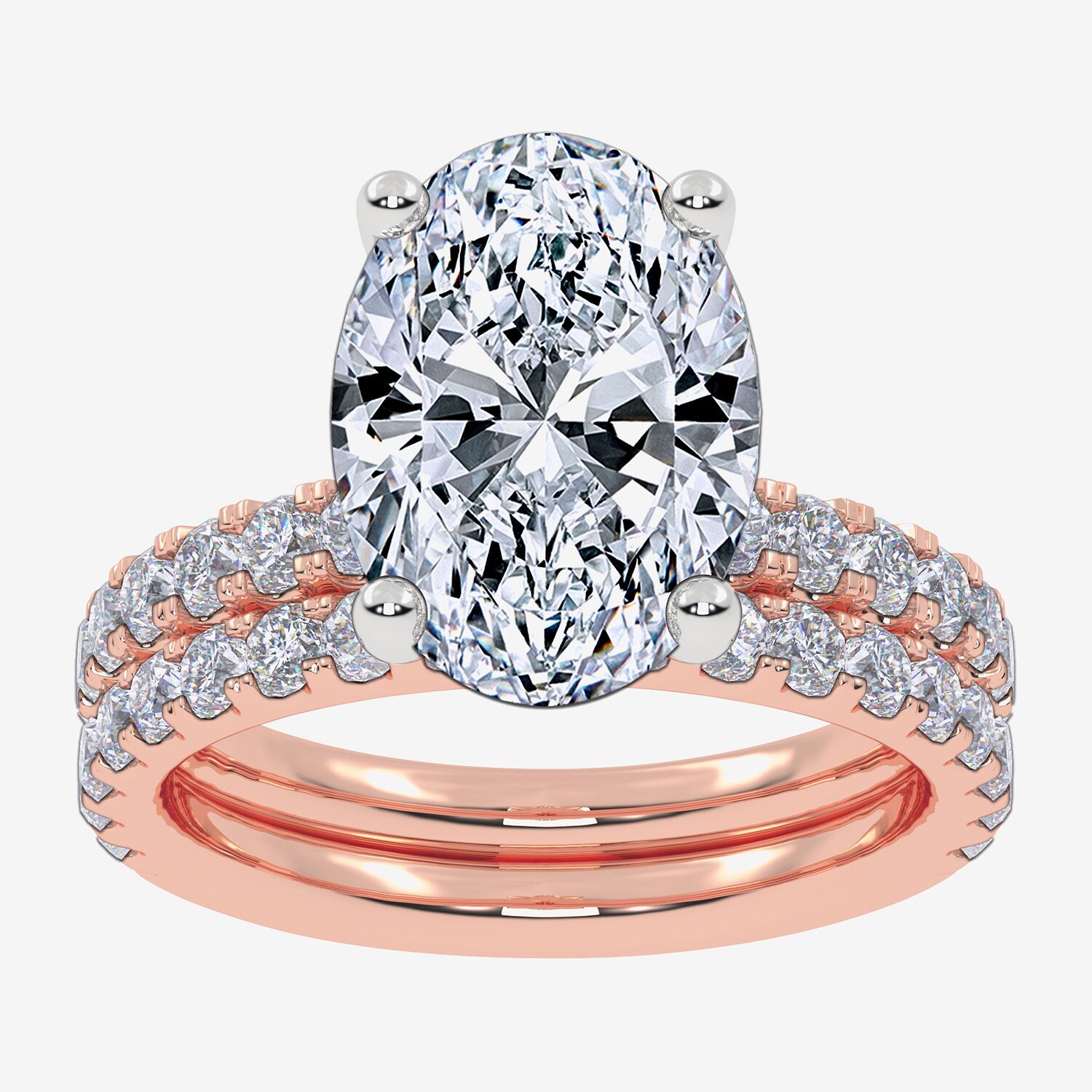 Signature By Modern Bride (G / Vs2-Si1) Womens 6 CT. T.W. Lab Grown White Diamond 14K Gold Oval Side Stone Bridal Set