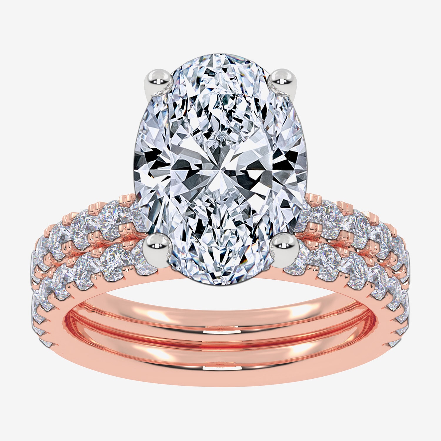 Signature By Modern Bride (G / Vs2-Si1) Womens 4 CT. T.W. Lab Grown White Diamond 14K Gold Oval Side Stone Bridal Set
