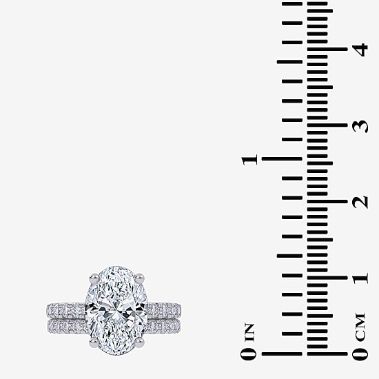 Signature By Modern Bride (G / Vs2-Si1) Womens 6 CT. T.W. Lab Grown White Diamond 14K Gold Oval Side Stone Bridal Set