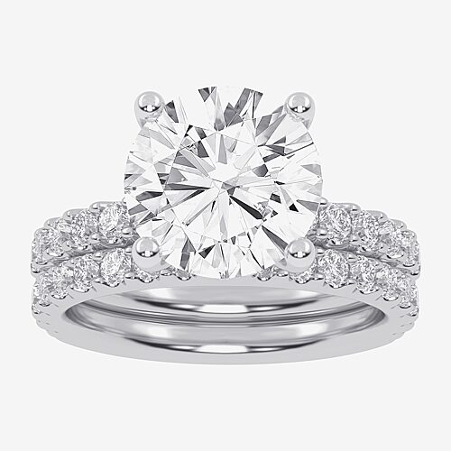 Signature By Modern Bride (G / Vs2-Si1) Womens 4 CT. T.W. Lab Grown White Diamond 14K Gold Round Side Stone Bridal Set, 9, White