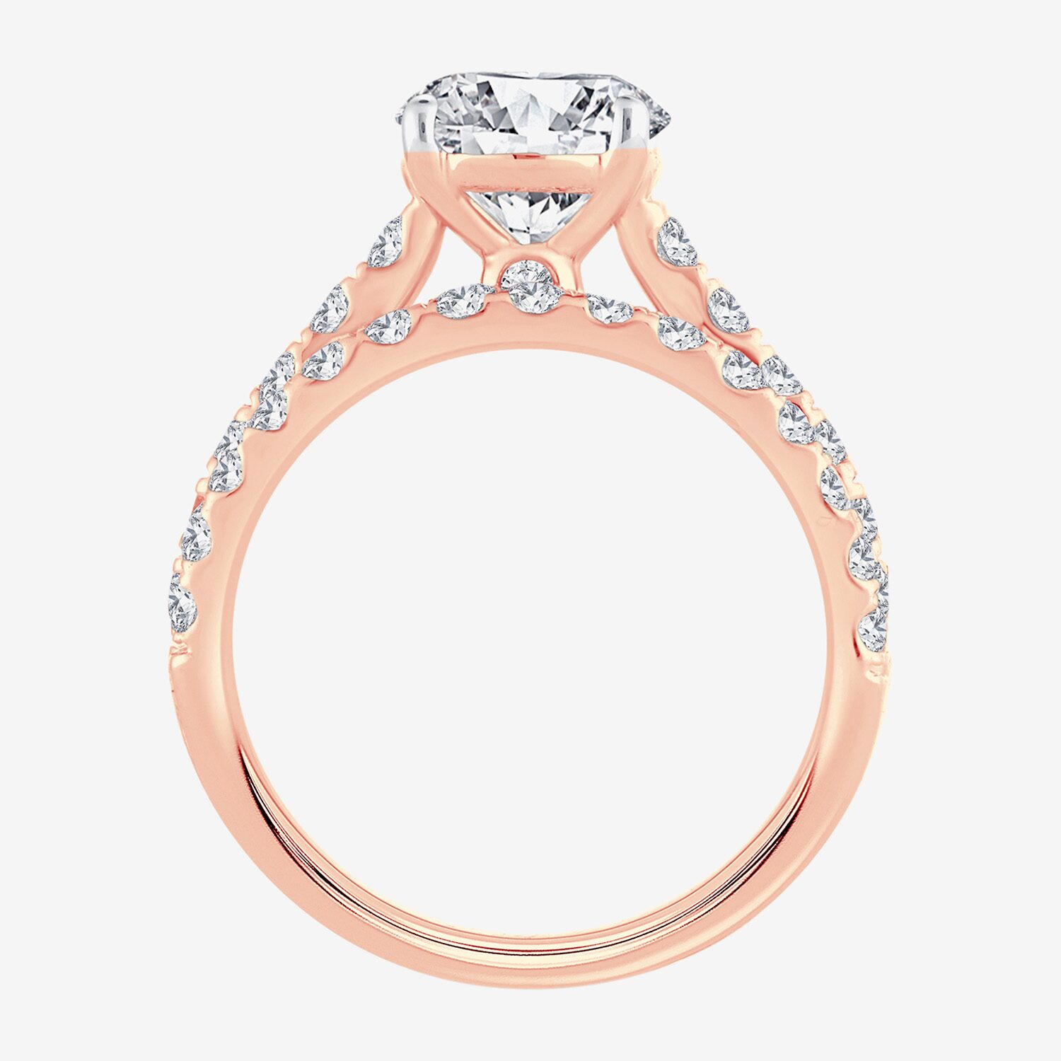 (G-H / Si1-Si2) Womens 4 CT. T.W. Lab Grown White Diamond 14K Gold Round Side Stone Bridal Set