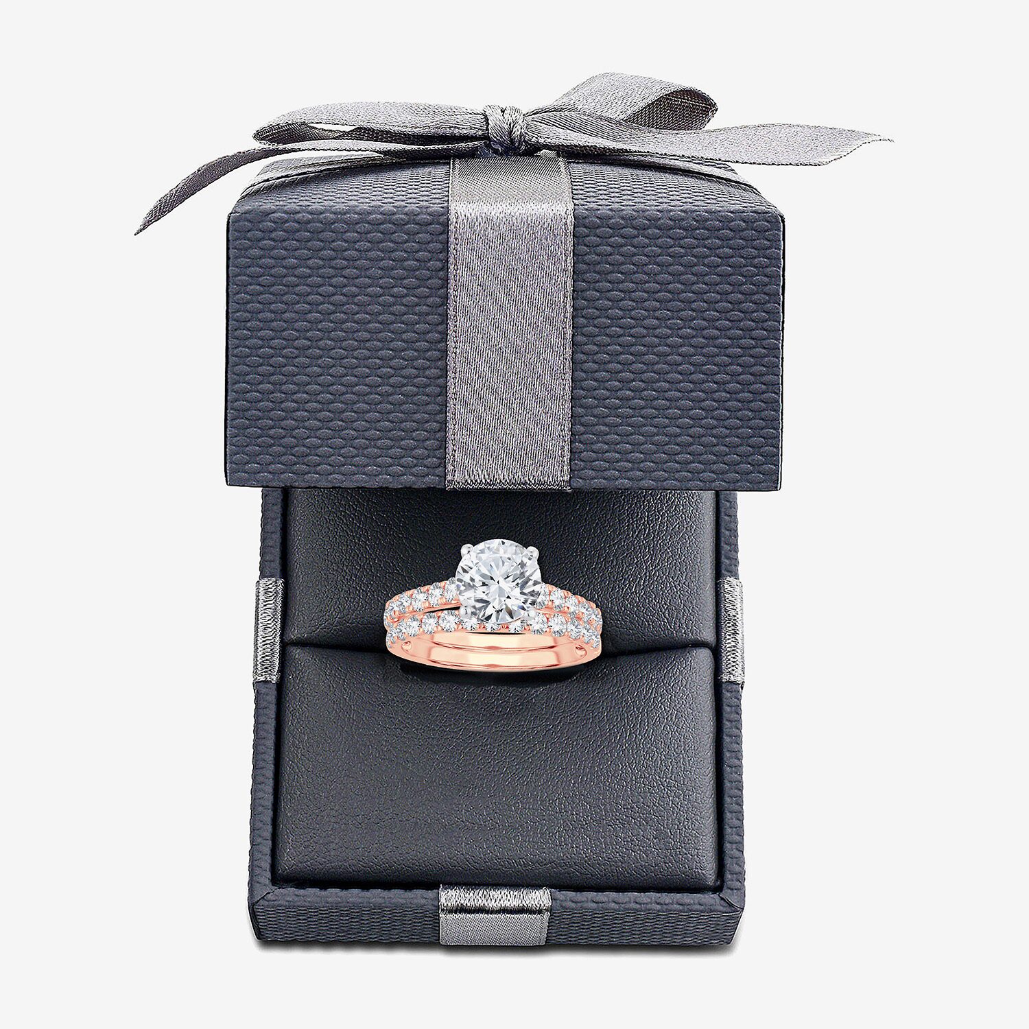 (G-H / Si1-Si2) Womens 4 CT. T.W. Lab Grown White Diamond 14K Gold Round Side Stone Bridal Set