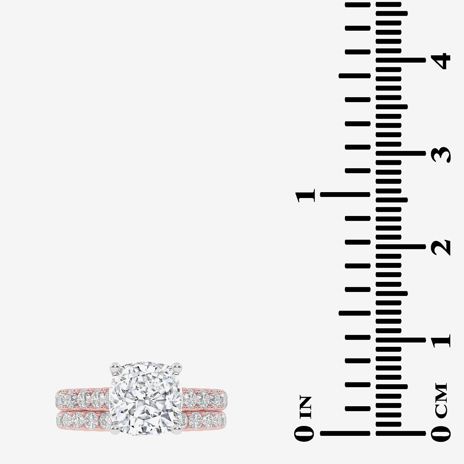 Signature By Modern Bride (G-H / Vs2-Si1) Womens 3 CT. T.W. Lab Grown White Diamond 14K Gold Cushion Side Stone Bridal Set