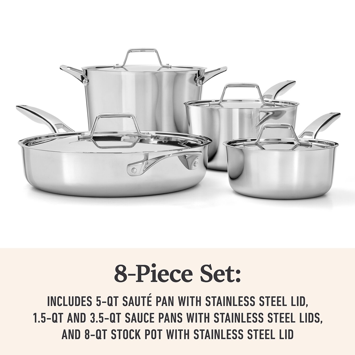 Calphalon Premier Stainless Steel 8-pc. Cookware Set
