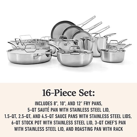 Calphalon Premier Stainless Steel 16-pc. Cookware Set