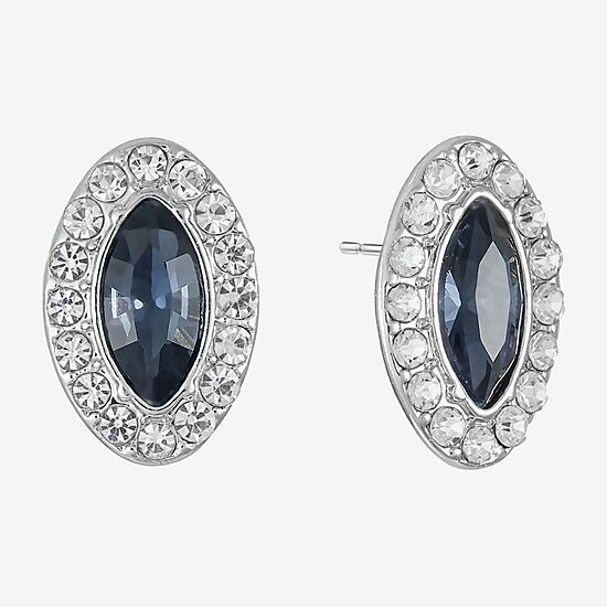 Monet Jewelry Blue Glass 17mm Marquise Stud Earrings