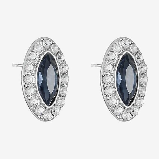 Monet Jewelry Blue Glass 17mm Marquise Stud Earrings