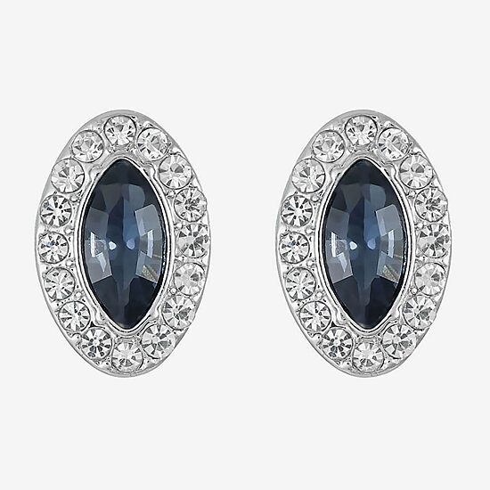 Monet Jewelry Blue Glass 17mm Marquise Stud Earrings
