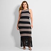 Ashley Graham Womens Plus Crew Neck Sleeveless Sheath Dress