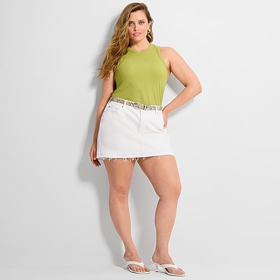 Ashley Graham Women's Plus Denim Mini Skirt