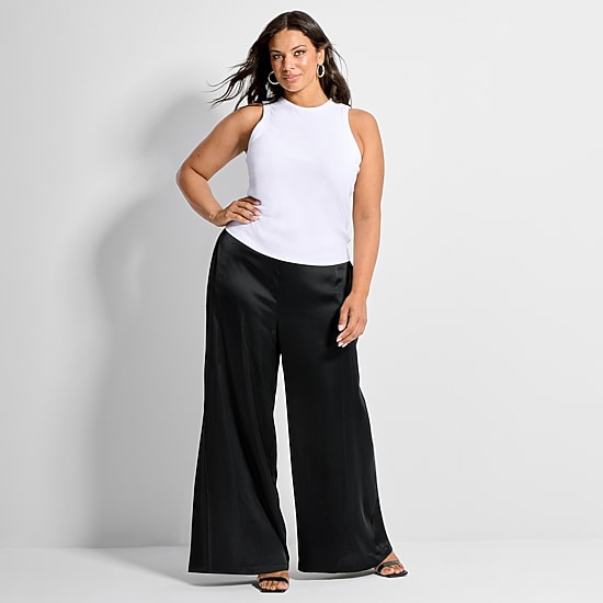 Ashley Graham Women's Plus High Neck Rib Tank
