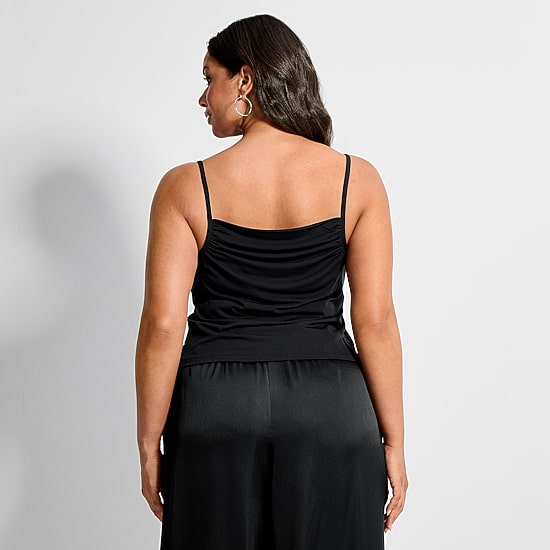 Ashley Graham Women's Plus Shirred Knit Crepe Tank