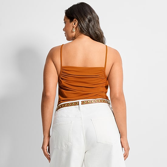 Ashley Graham Women's Plus Shirred Crepe Tank