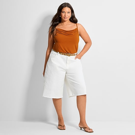 Ashley Graham Women's Plus Shirred Crepe Tank