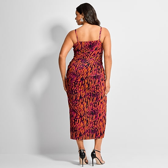 Ashley Graham Women's Plus Ruched Bodycon Midi Dress