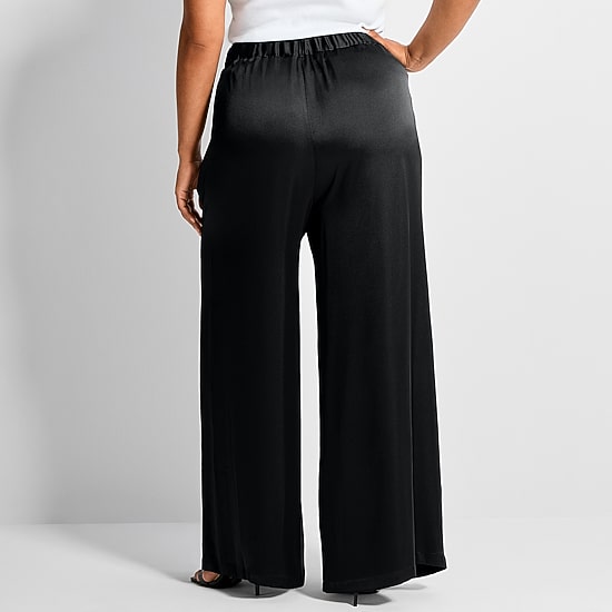 Ashley Graham Women's Plus Satin Pull on Pant