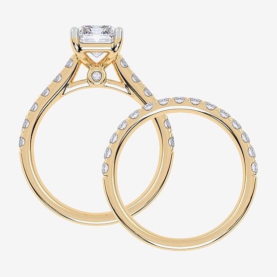 Signature By Modern Bride (G-H / Vs2-Si1) Womens 3 CT. T.W. Lab Grown White Diamond 14K Gold Side Stone Bridal Set