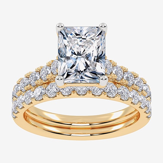 Signature By Modern Bride (G-H / Vs2-Si1) Womens 3 CT. T.W. Lab Grown White Diamond 14K Gold Side Stone Bridal Set