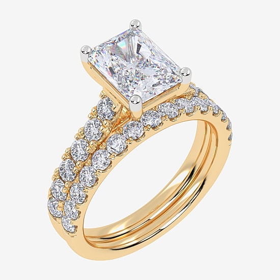 Signature By Modern Bride (G-H / Vs2-Si1) Womens 3 CT. T.W. Lab Grown White Diamond 14K Gold Side Stone Bridal Set