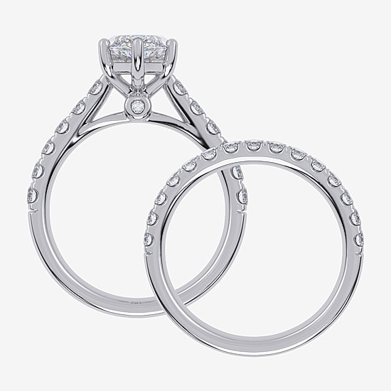 Signature By Modern Bride (G-H / Vs2-Si1) Womens 2 1/2 CT. T.W. Lab Grown White Diamond 14K Gold Marquise Side Stone Bridal Set