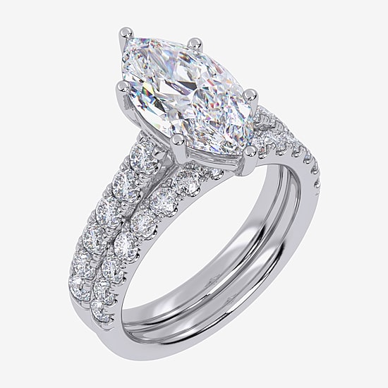 Signature By Modern Bride (G-H / Vs2-Si1) Womens 2 1/2 CT. T.W. Lab Grown White Diamond 14K Gold Marquise Side Stone Bridal Set