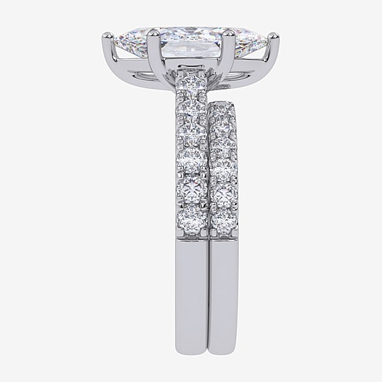 Signature By Modern Bride (G-H / Vs2-Si1) Womens 2 1/2 CT. T.W. Lab Grown White Diamond 14K Gold Marquise Side Stone Bridal Set