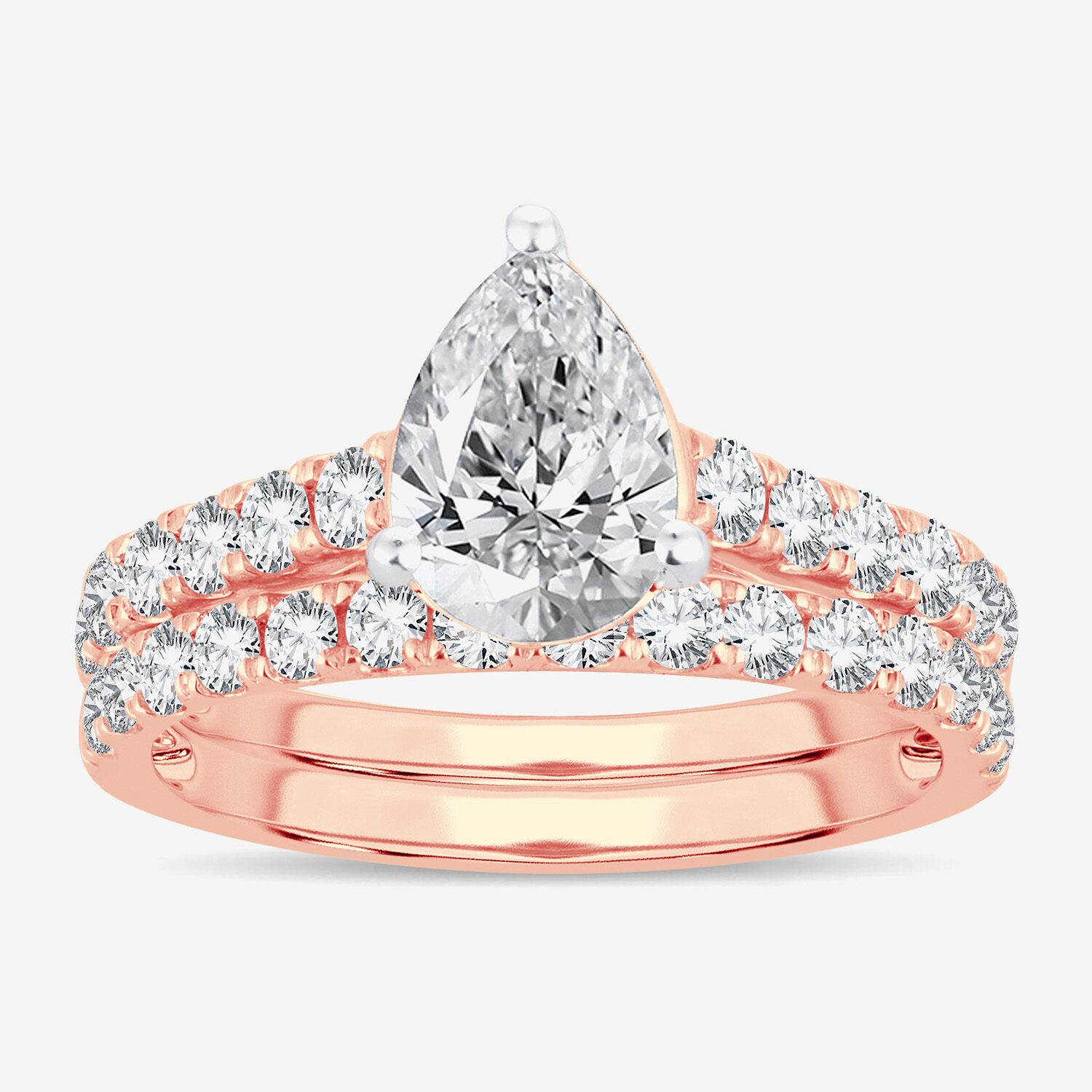 (H-I / SI1-SI2) Signature By Modern Bride Womens 2 1/2 CT. TW. Lab Grown White Diamond 14K Gold Pear Bridal Set