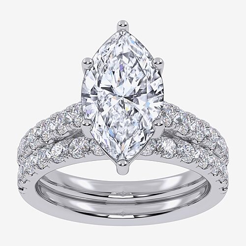 Signature By Modern Bride (G-H / Vs2-Si1) Womens 4 CT. T.W. Lab Grown White Diamond 14K Gold Marquise Side Stone Bridal Set, 9, White