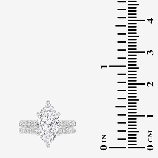 Signature By Modern Bride (G-H / Vs2-Si1) Womens 4 CT. T.W. Lab Grown White Diamond 14K Gold Marquise Side Stone Bridal Set