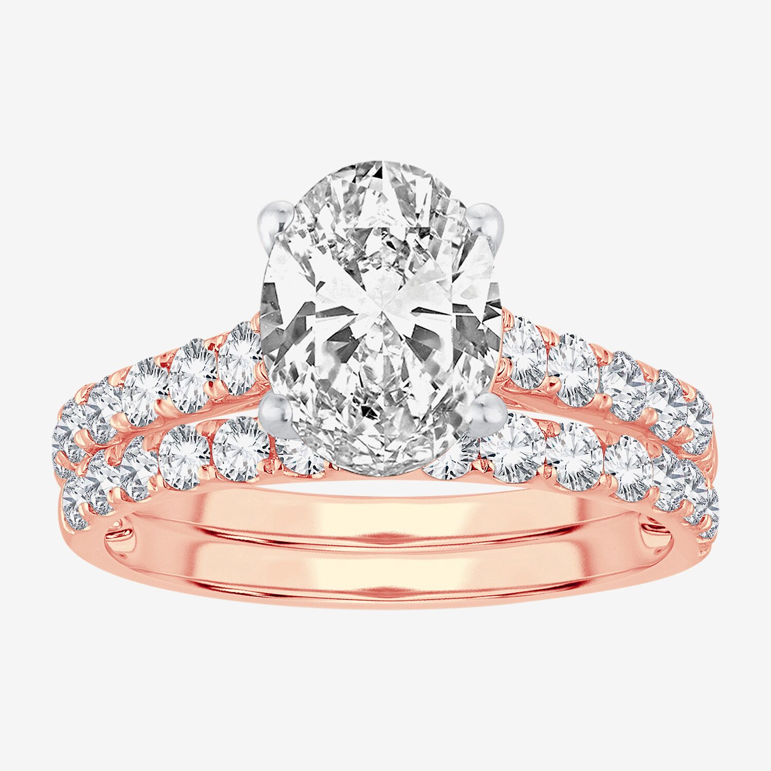 (H-I / SI1-SI2) Signature By Modern Bride Womens 2 1/2 CT. TW. Lab Grown White Diamond 14K Gold Oval Bridal Set