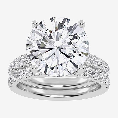 Signature By Modern Bride (G-H / Vs2-Si1) Womens 6 CT. T.W. Lab Grown White Diamond 14K Gold Side Stone Bridal Set, 9, White