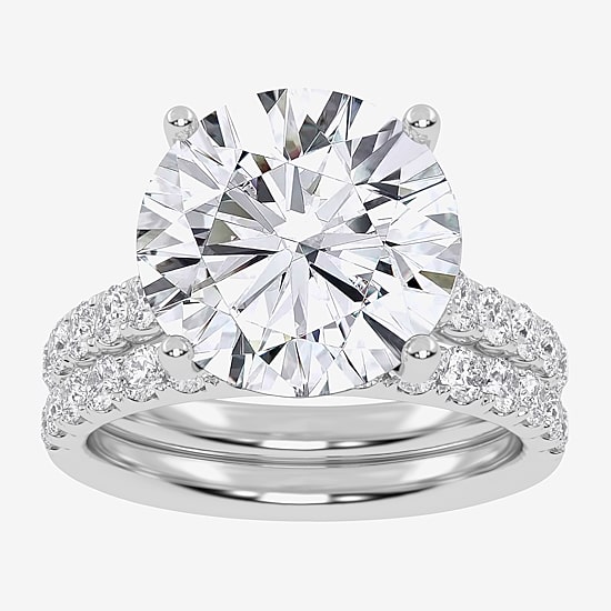 (G-H / Vs2-Si1) Womens 6 CT. T.W. Lab Grown White Diamond 14K Gold Side Stone Bridal Set