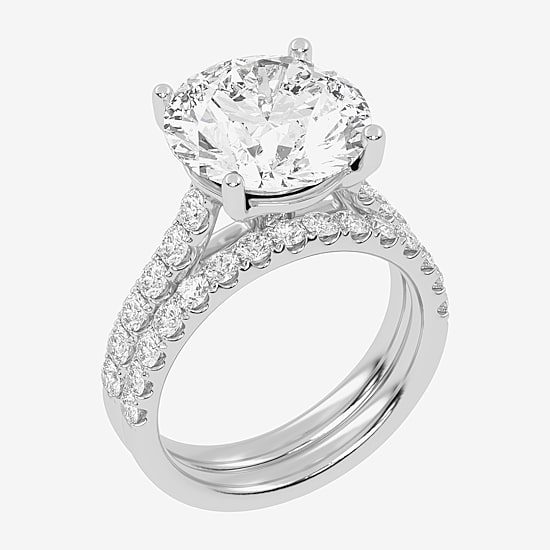 (G-H / Vs2-Si1) Womens 6 CT. T.W. Lab Grown White Diamond 14K Gold Side Stone Bridal Set