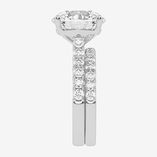 (G-H / Vs2-Si1) Womens 6 CT. T.W. Lab Grown White Diamond 14K Gold Side Stone Bridal Set