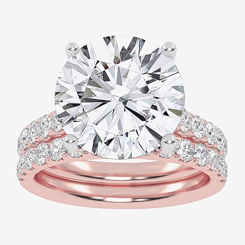 Signature By Modern Bride (G-H / Vs2-Si1) Womens 6 CT. T.W. Lab Grown White Diamond 14K Gold Side Stone Bridal Set, 9, Rose