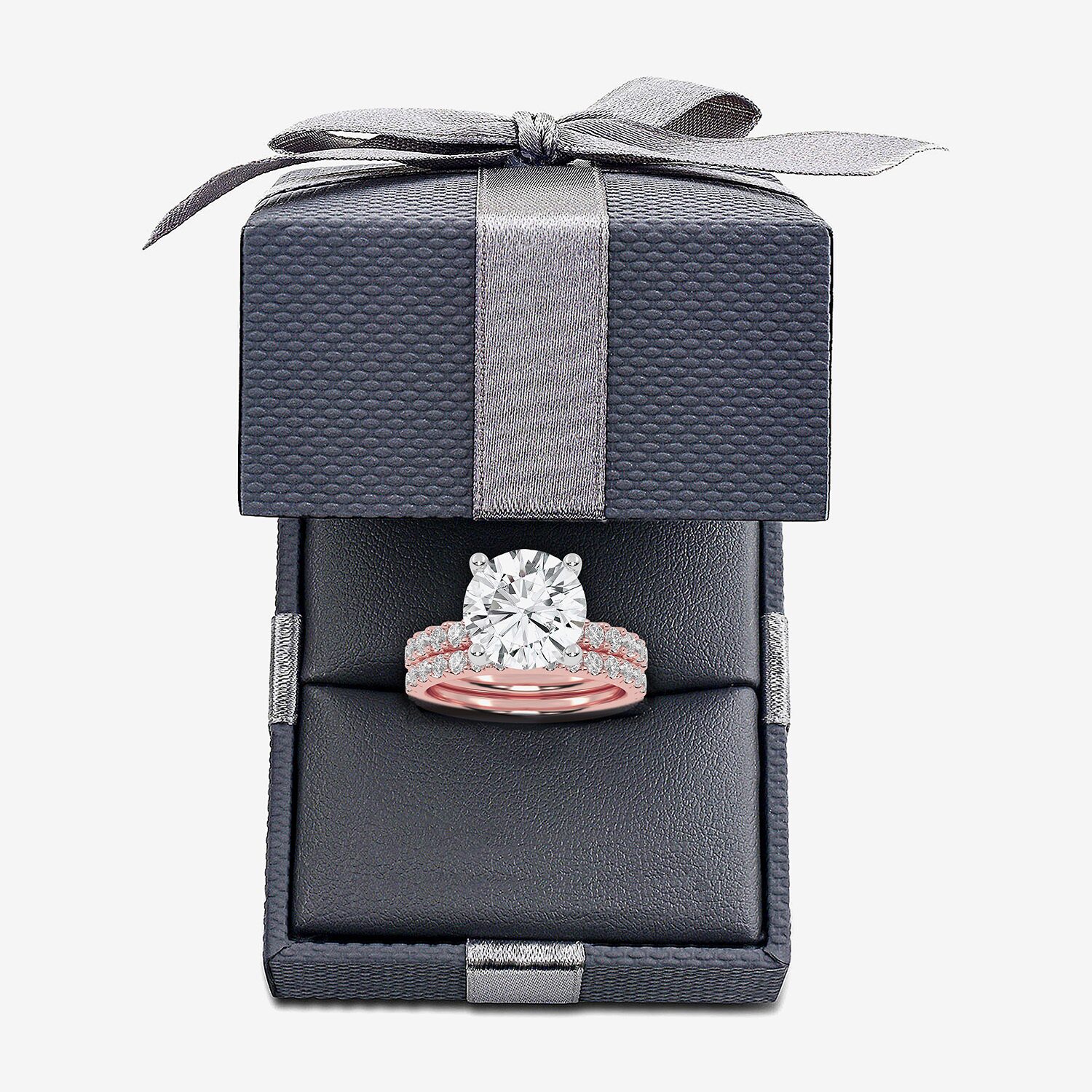 Signature By Modern Bride (G / Vs2-Si1) Womens 4 CT. T.W. Lab Grown White Diamond 14K Gold Round Side Stone Bridal Set