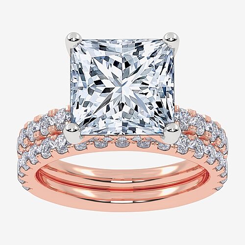 Signature By Modern Bride (G / Vs2-Si1) Womens 6 CT. T.W. Lab Grown White Diamond 14K Gold Side Stone Bridal Set, 9, Rose
