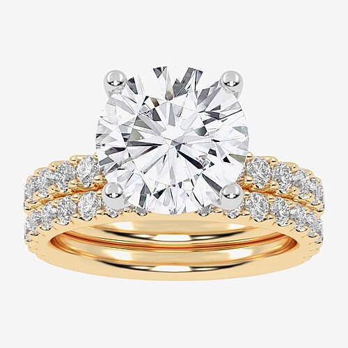 Signature By Modern Bride (G / Vs2-Si1) Womens 6 CT. T.W. Lab Grown White Diamond 14K Gold Round Side Stone Bridal Set, 9, Yellow