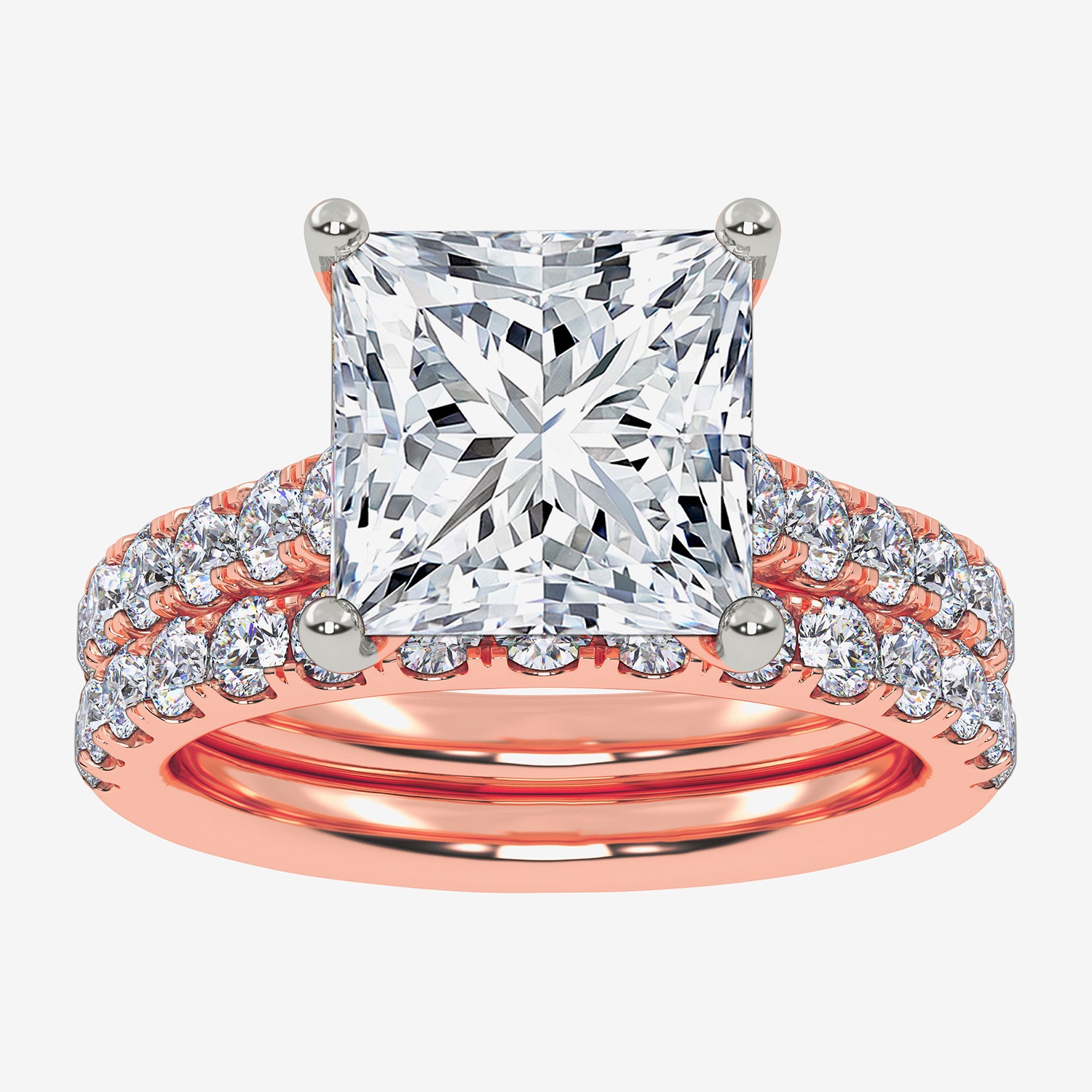 (G-H / Si1-Si2) Womens 4 CT. T.W. Lab Grown White Diamond 14K Gold Side Stone Bridal Set