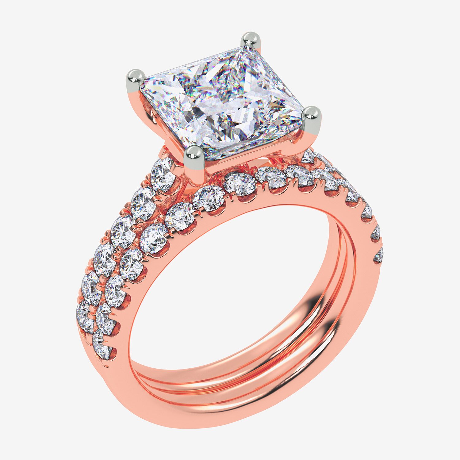 (G-H / Si1-Si2) Womens 4 CT. T.W. Lab Grown White Diamond 14K Gold Side Stone Bridal Set