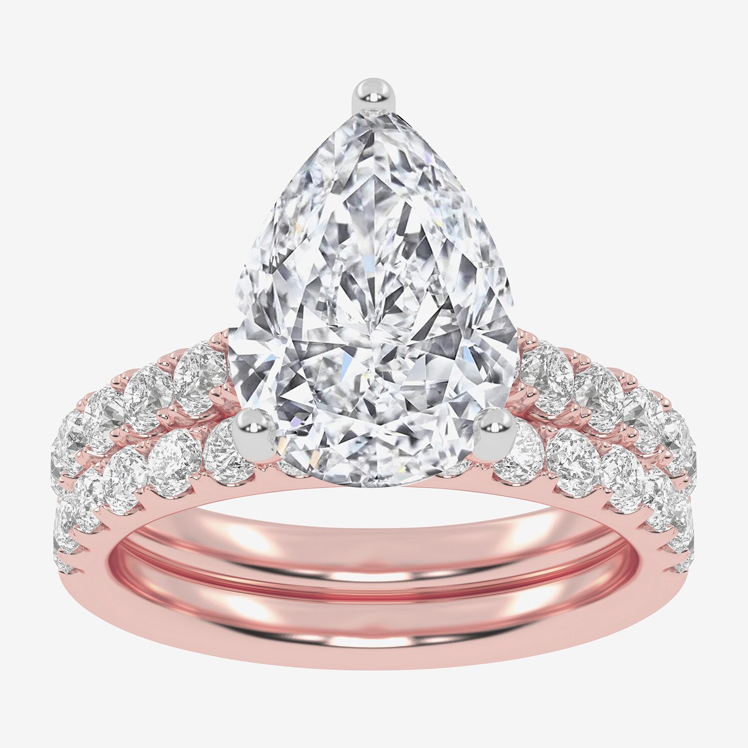 Signature By Modern Bride (G-H / Si1-Si2) Womens 4 CT. T.W. Lab Grown White Diamond 14K Gold Pear Side Stone Bridal Set