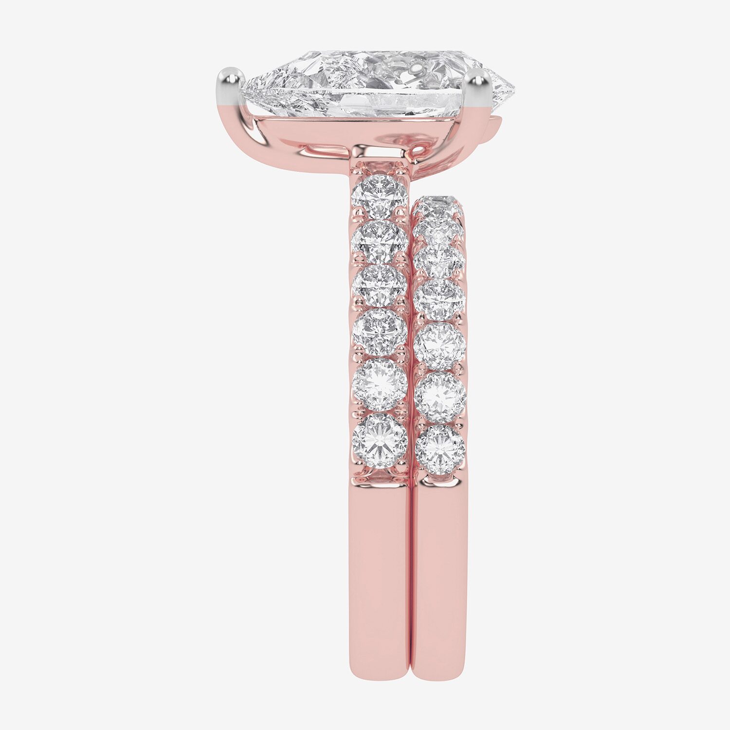 Signature By Modern Bride (G-H / Si1-Si2) Womens 4 CT. T.W. Lab Grown White Diamond 14K Gold Pear Side Stone Bridal Set