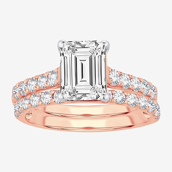 (H-I / SI1-SI2) Signature By Modern Bride Womens 2 1/2 CT. TW. Lab Grown White Diamond in 14K Gold Emerald Bridal Set