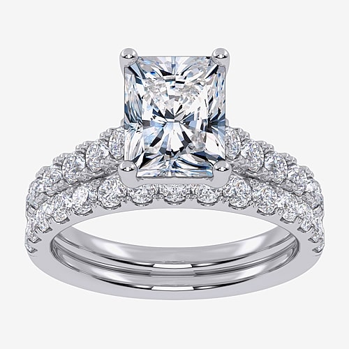 Signature By Modern Bride (G-H / Vs2-Si1) Womens 4 CT. T.W. Lab Grown White Diamond 14K Gold Side Stone Bridal Set, 9, White