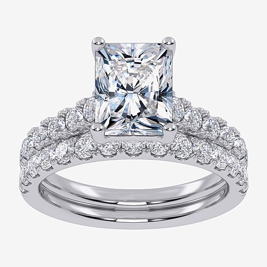 Signature By Modern Bride (G-H / Vs2-Si1) Womens 4 CT. T.W. Lab Grown White Diamond 14K Gold Side Stone Bridal Set