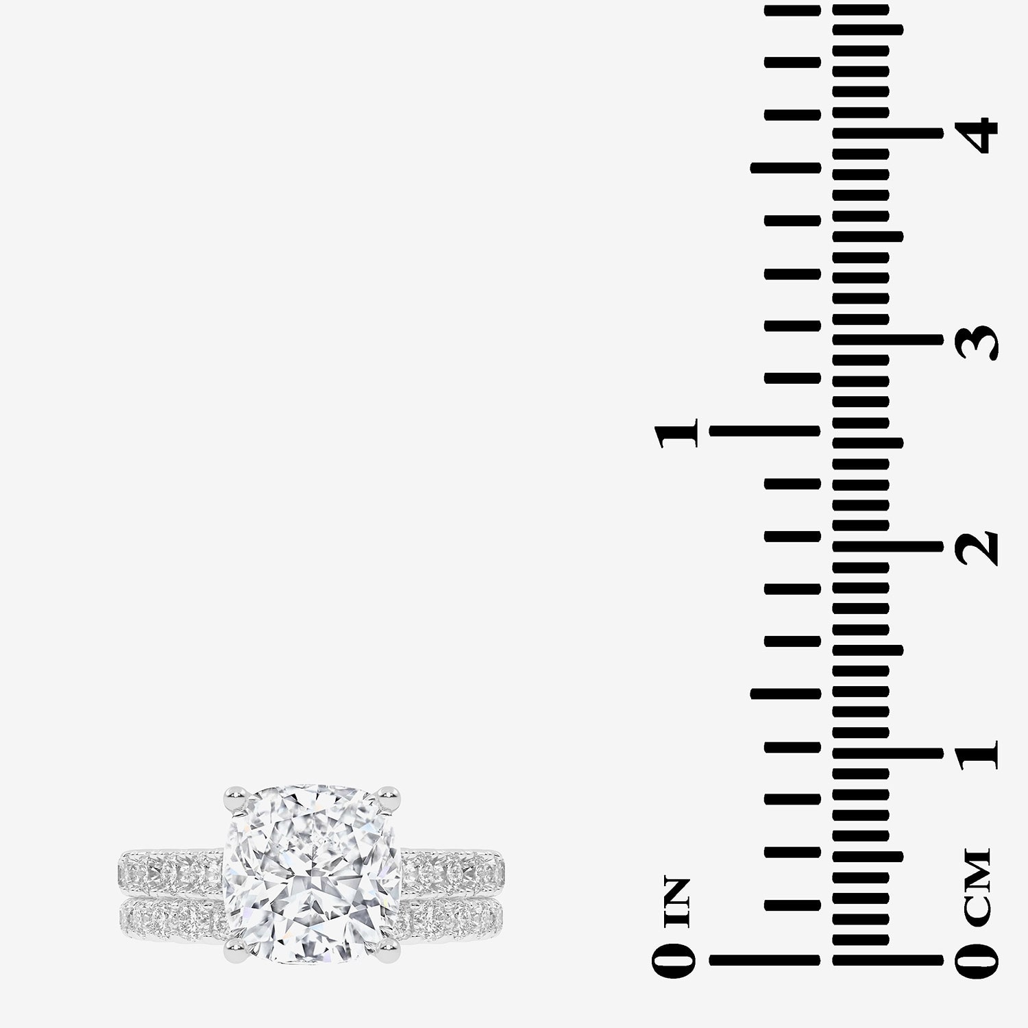 Signature By Modern Bride (G-H / Vs2-Si1) Womens 4 CT. T.W. Lab Grown White Diamond 14K Gold Cushion Side Stone Bridal Set
