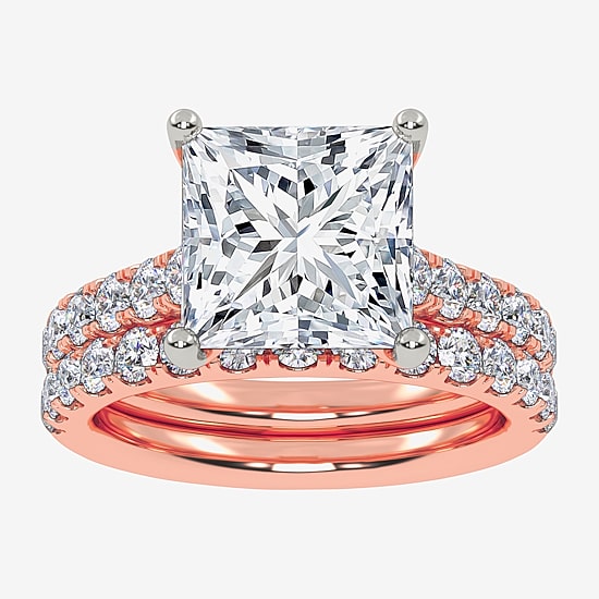 (H-I / SI1-SI2) Signature By Modern Bride Womens 2 1/2 CT. TW. Lab Grown White Diamond in 14K Gold Princess Bridal Set