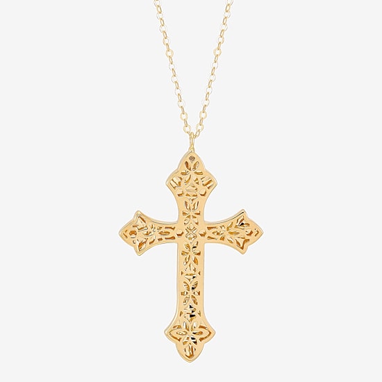 Made in Italy Cross Womens 10K Gold Cross 16 Inch Pendant Necklace