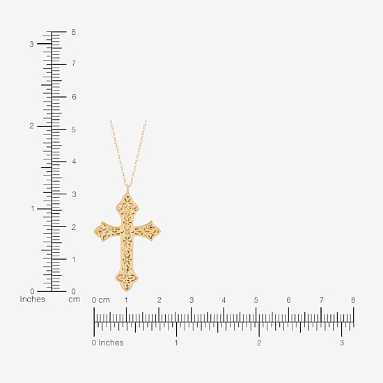Made in Italy Cross Womens 10K Gold Cross 16 Inch Pendant Necklace