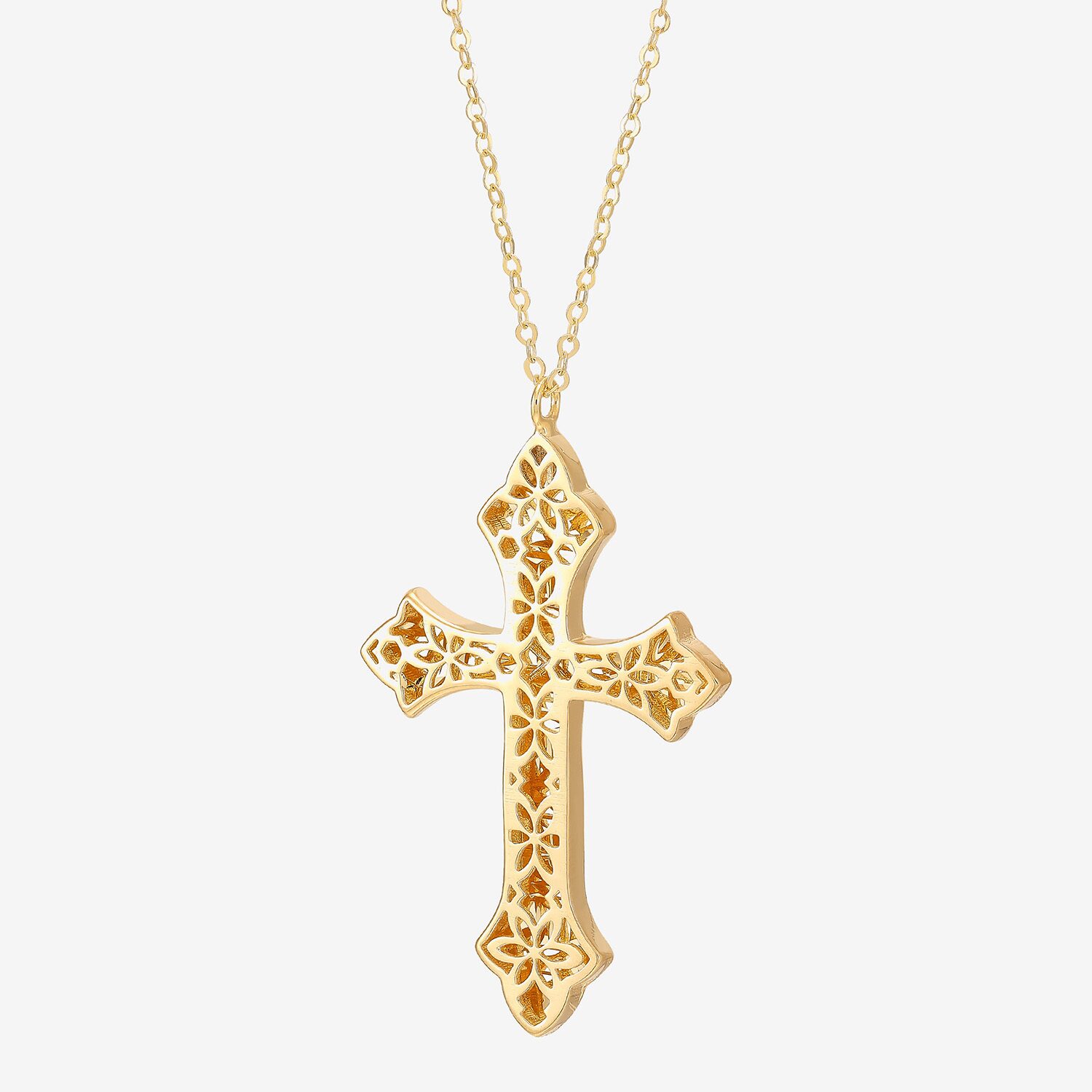 Made in Italy Cross Womens 10K Gold Cross 16 Inch Pendant Necklace